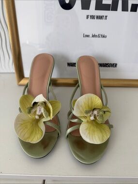 Green Floral Strappy Women’s Heels